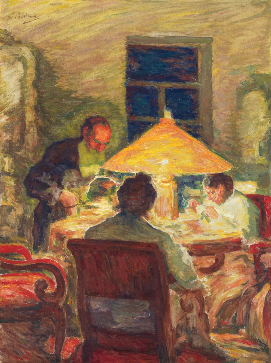 Leo Tolstoj med sin familj, av Pasternak, Leonid Osipovich (1862-1945). Olja på duk av Leonid Osipovic Pasternak