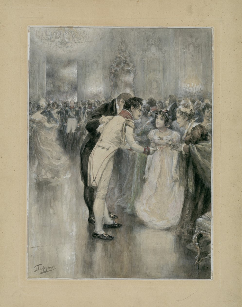 Natasha på sin första boll. Illustration till romanen Krig och fred av Leo Tolstoj, 1893. av Leonid Osipovich Pasternak