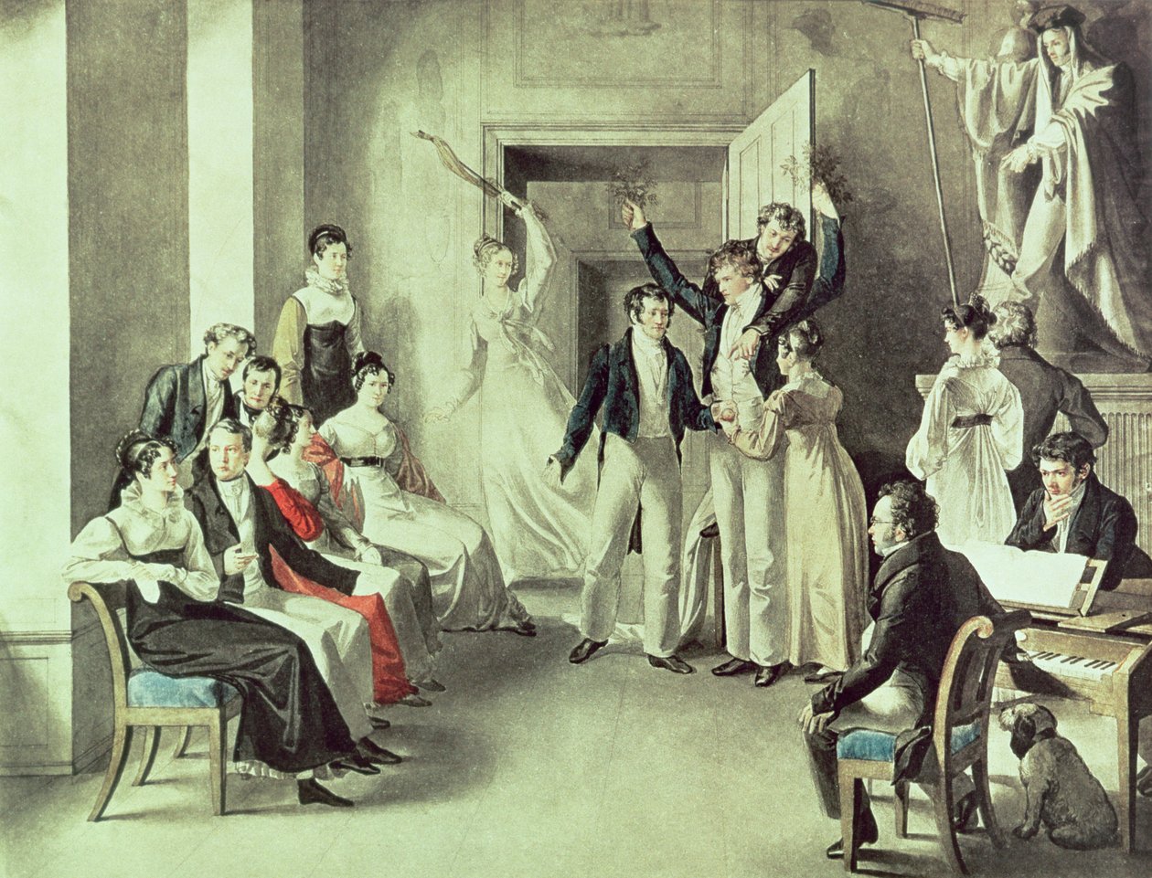 Familjen till Franz Peter Schubert (1797-1828) spelar spel av Leopold Kupelwieser