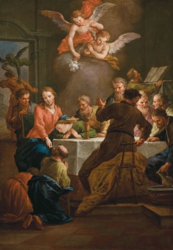  Jezus obhaja apostola PetranDeutsch: Jesus bewirtet den Apostel Petrusn av Leopold Layer