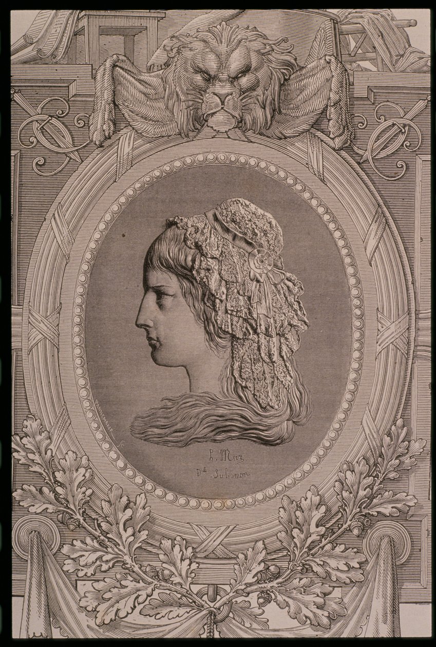 Charlotte Corday (1768-93) graverad av Stephane Pannemaker (1847-1930) av Leopold Mar