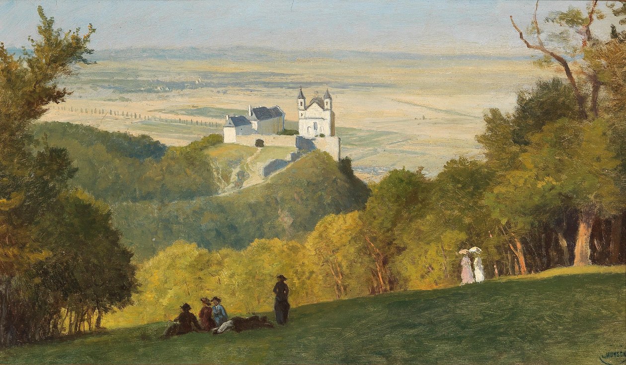 View from the Kahlenberg to the Leopoldsberg av Leopold Munsch