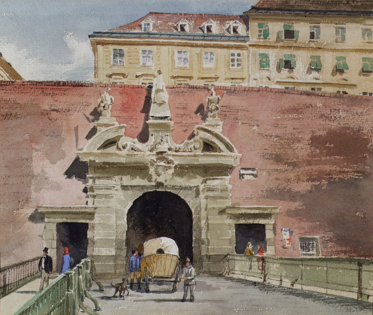 Den gamla Kärntnertor i Wien från utsidan av Leopold Blonder