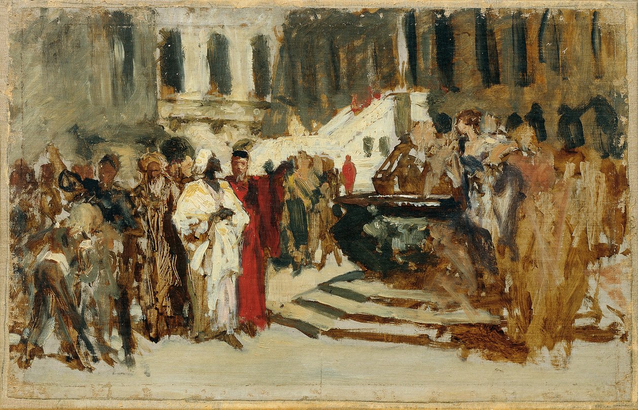 Skiss till målningen "Arabiska köpmän i Venedig" av Leopold Carl Muller