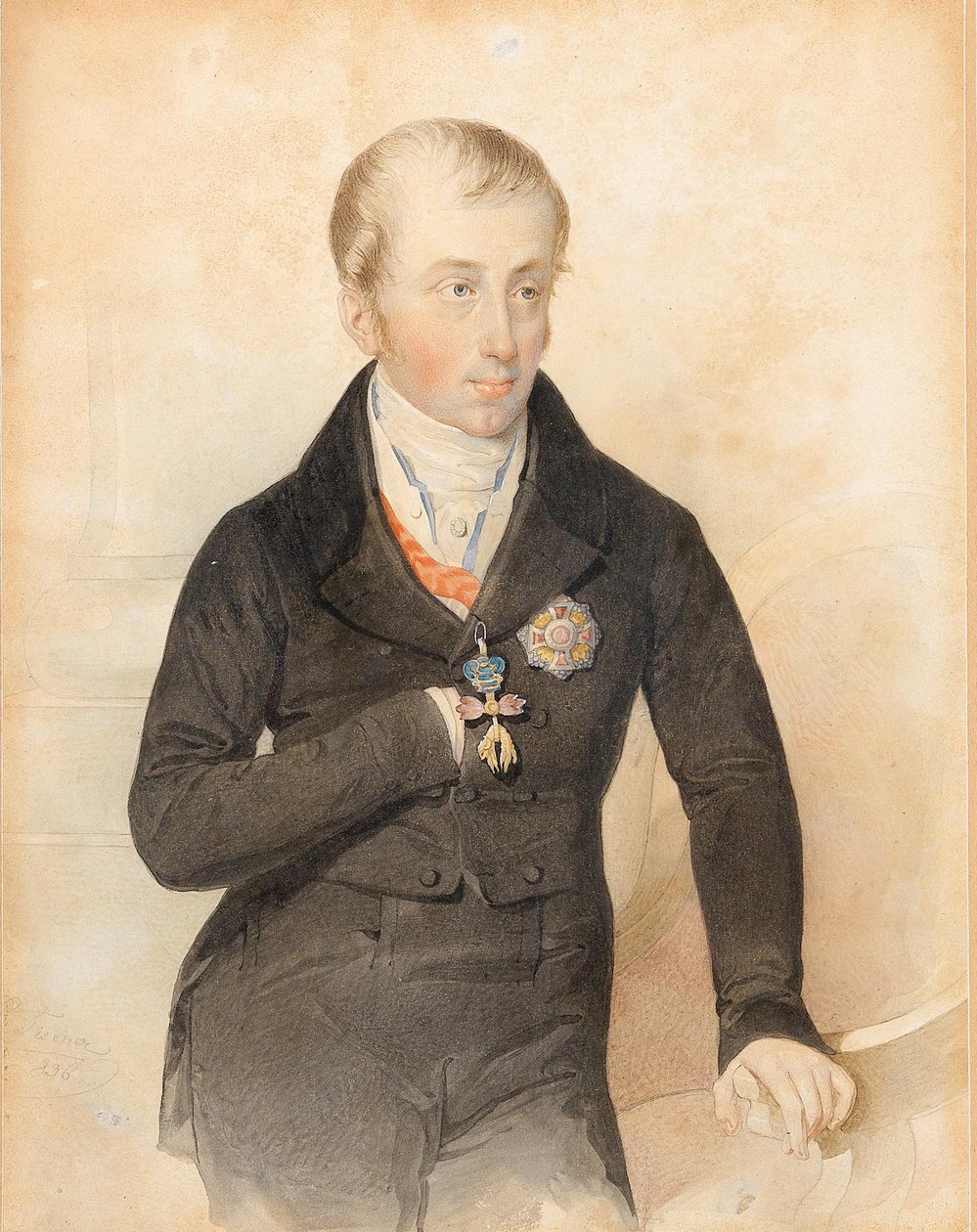 Porträtt av kejsar Ferdinand I av Österrike 1793-1875, 1836. av Leopold Fischer