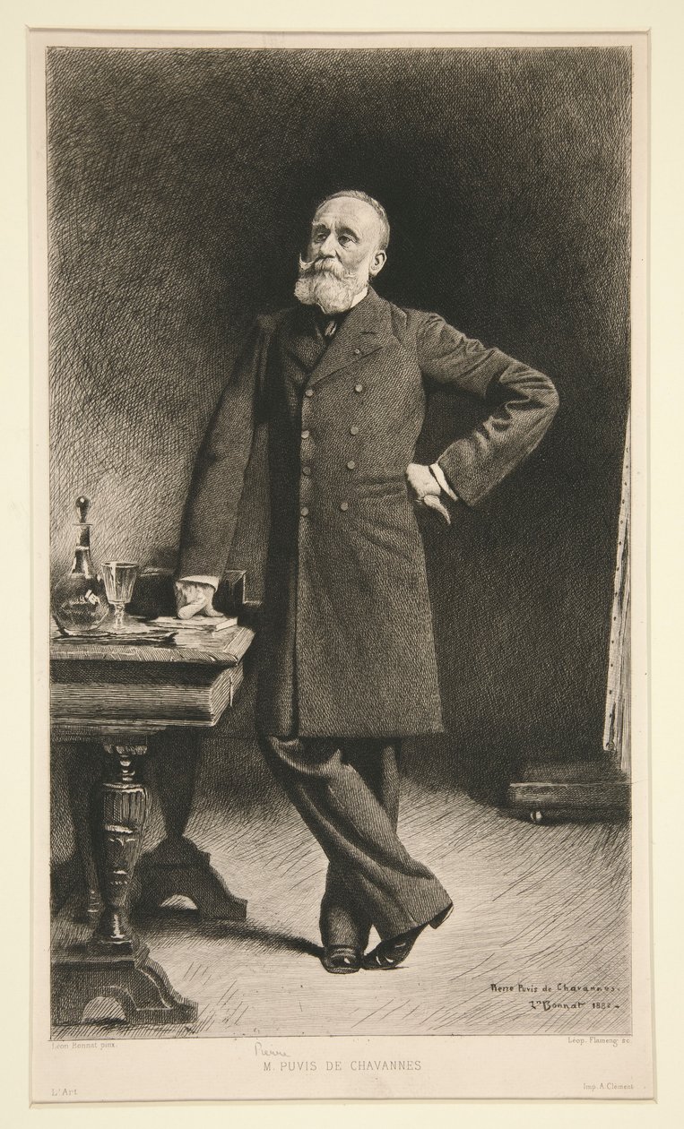 Porträtt av Pierre Puvis de Chavannes av Leopold Flameng