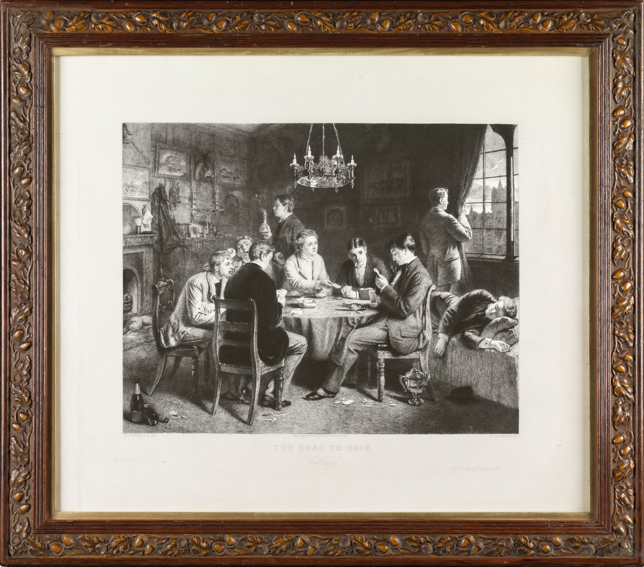 The Road to Ruin: College (etsning) av Leopold Flameng