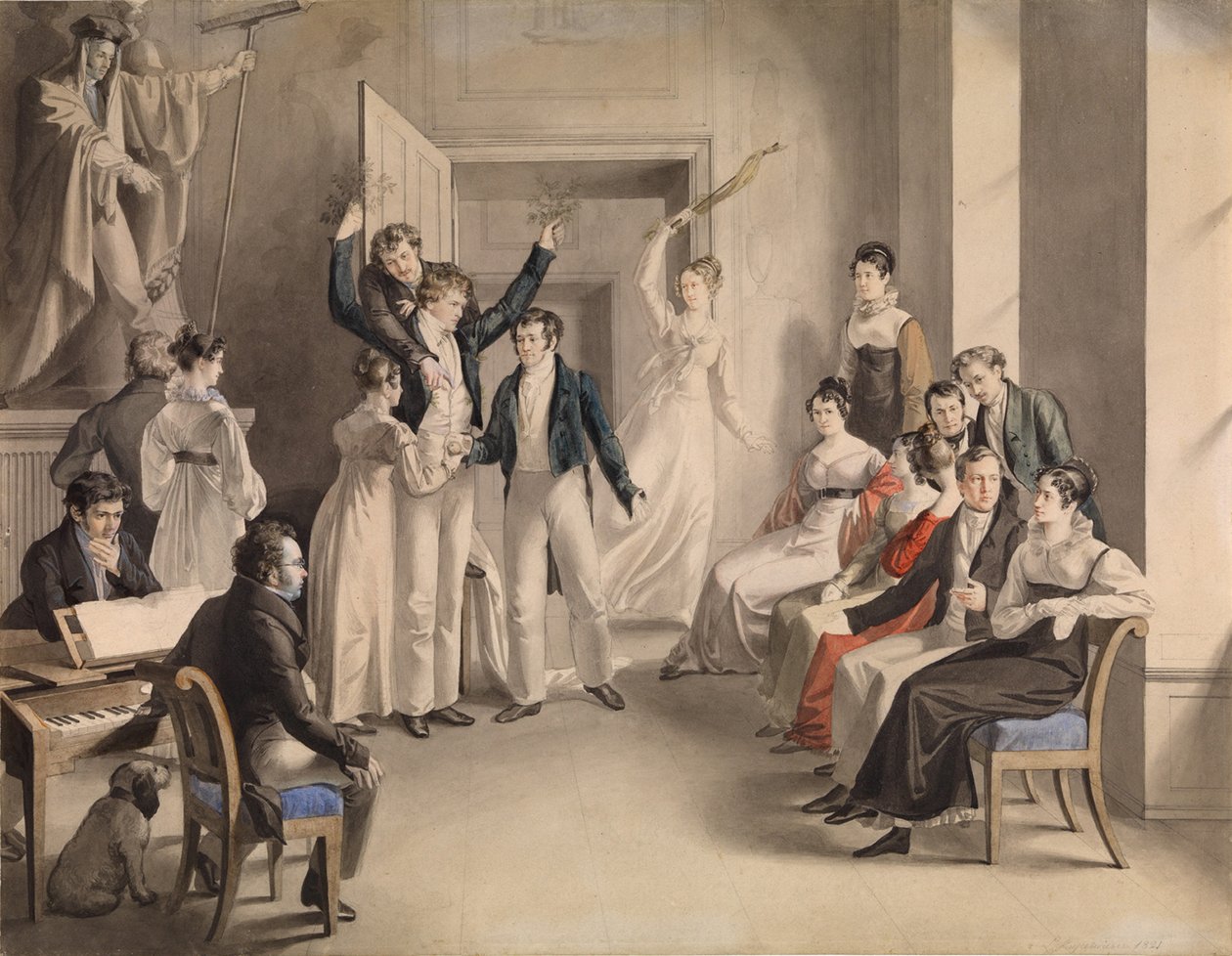 Franz Schubert 1797-1828. Festspel av Schubertianerna i Atzenbrugg, 1821 av Leopold Kupelwieser