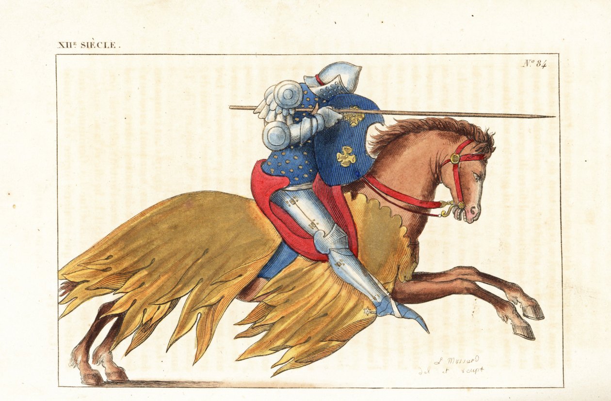 Engelskt kavalleri som laddar med lans av Leopold Massard