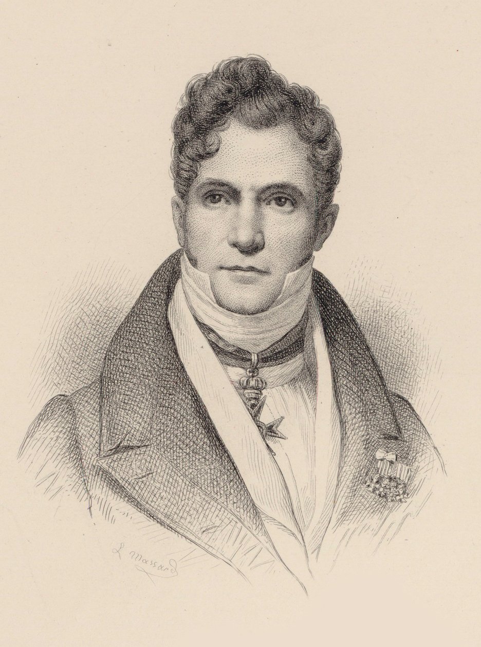 Porträtt av dirigenten och kompositören Gaspare Spontini 1774-1851. av Leopold Massard
