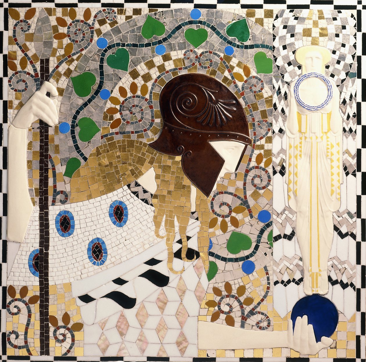 Pallas Athene (mosaikpanel av porslin, glas, pärlemor och brons) av Leopold & Powolny Michael (1871 1954) Forstner