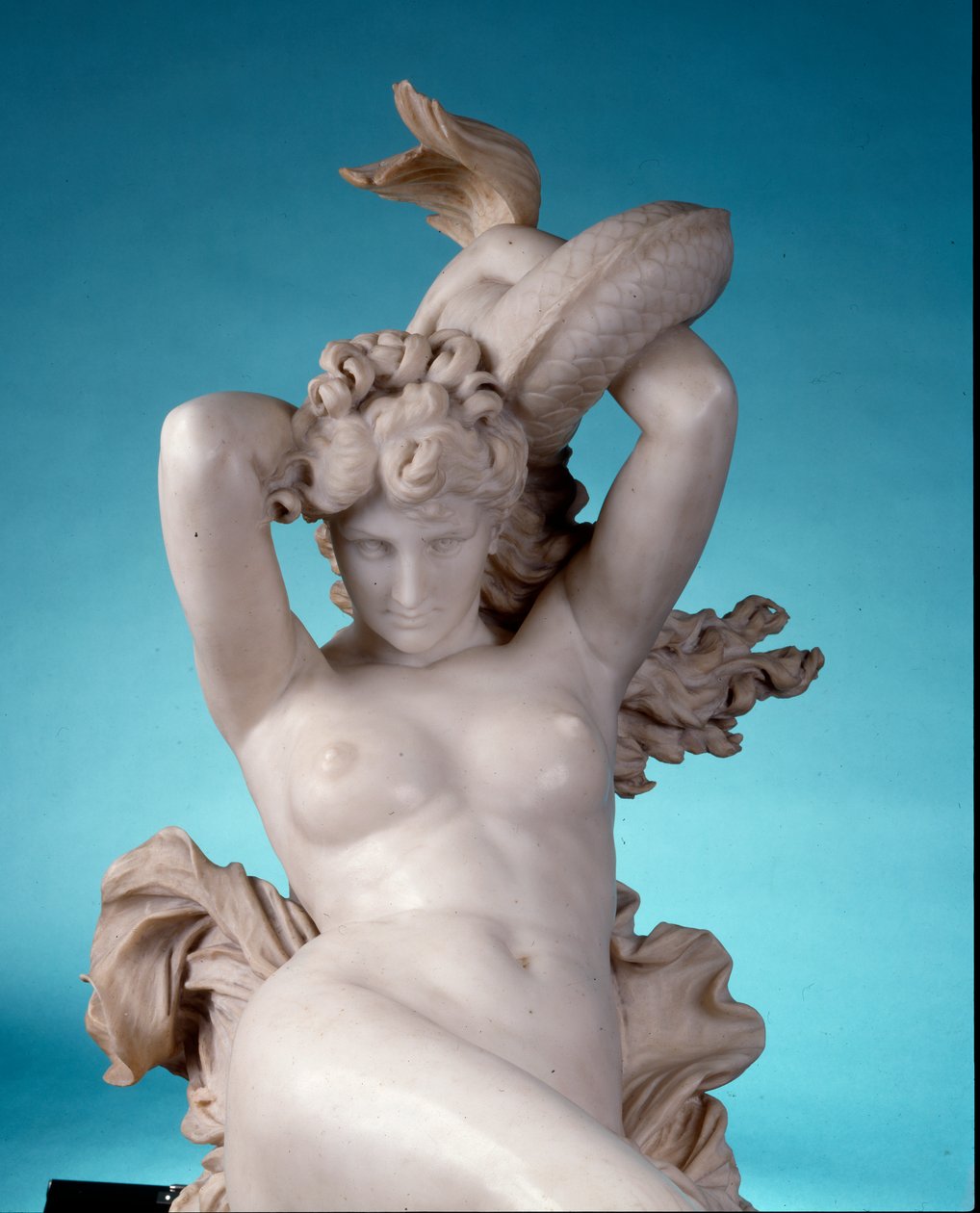 Galatea rider på en delfin, ca 1880 (marmor) (detalj av 416888) av Leopoldo Ansiglione