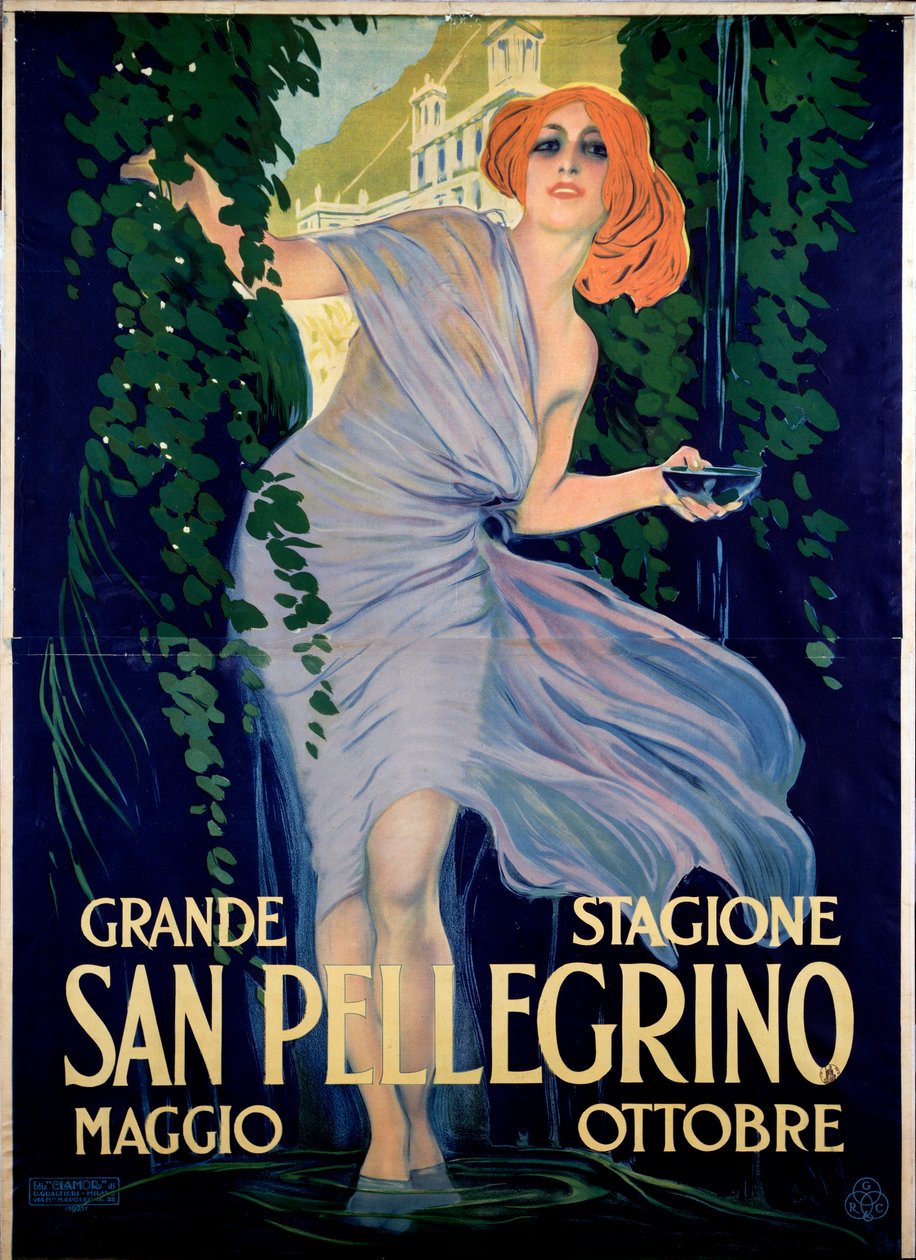 Reklamaffisch för kurorten San Pellegrino, Italien av Leopoldo Metlicovitz