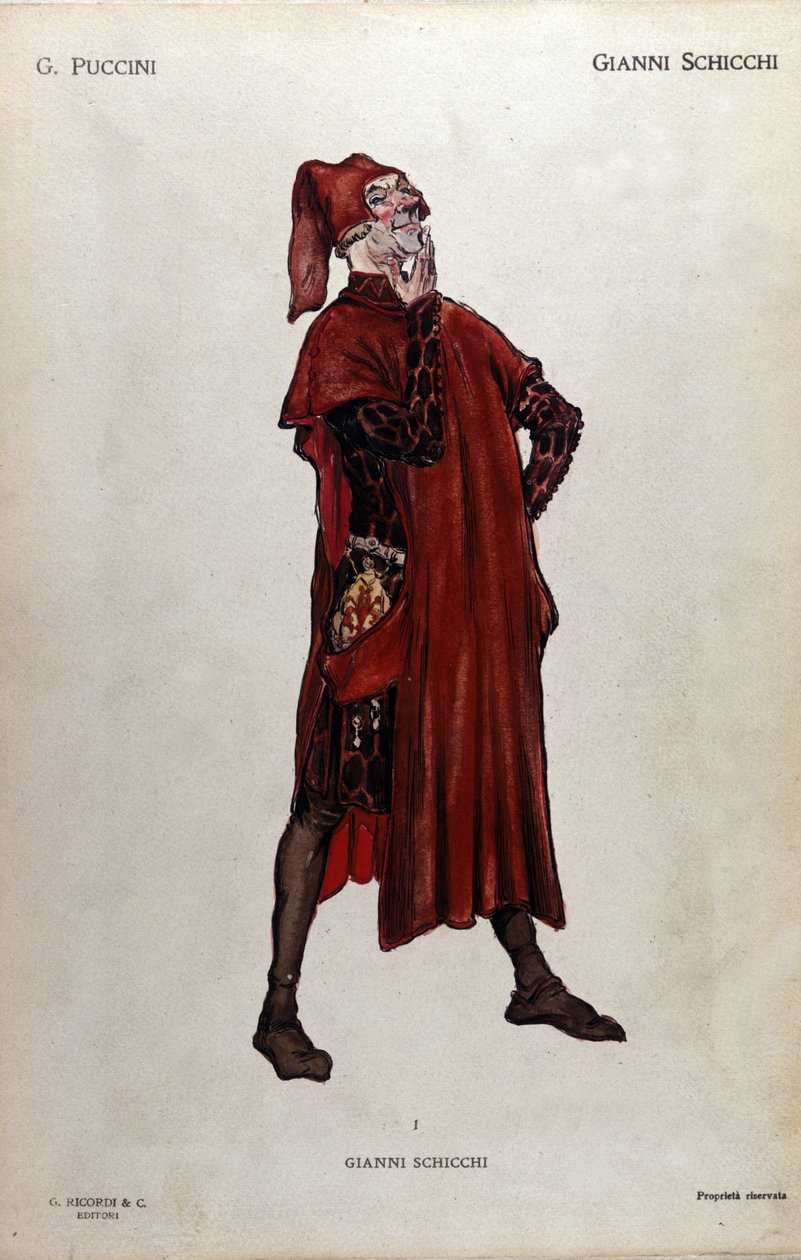 Kostym för Gianni Schicchis karaktär från operan "Il trittico" (Triptyken) av Giacomo Puccini (1858-1924) - 1919 av Leopoldo Metlicovitz