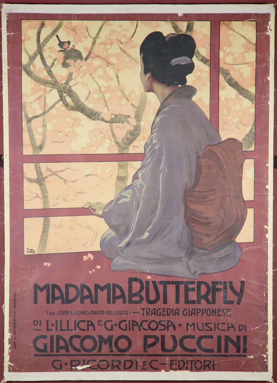 Frontispiece av partiturbladet till "Madame Butterfly" av Giacomo Puccini (1858-1924) (färglitografi) (se även 208559) av Leopoldo Metlicovitz