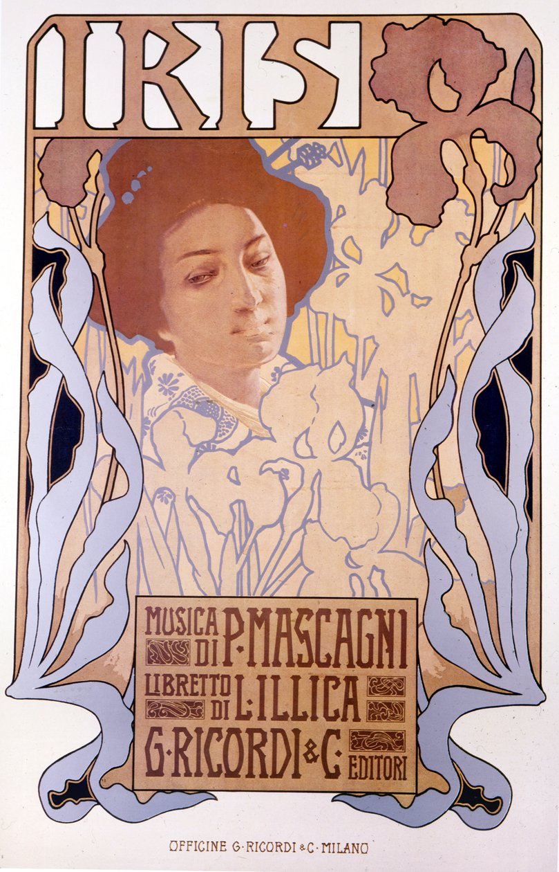 Iris komponerad av Pietro Mascagni, affisch av Leopoldo Metlicovitz, libretto av Luigi Illica, 1898. av Leopoldo Metlicovitz