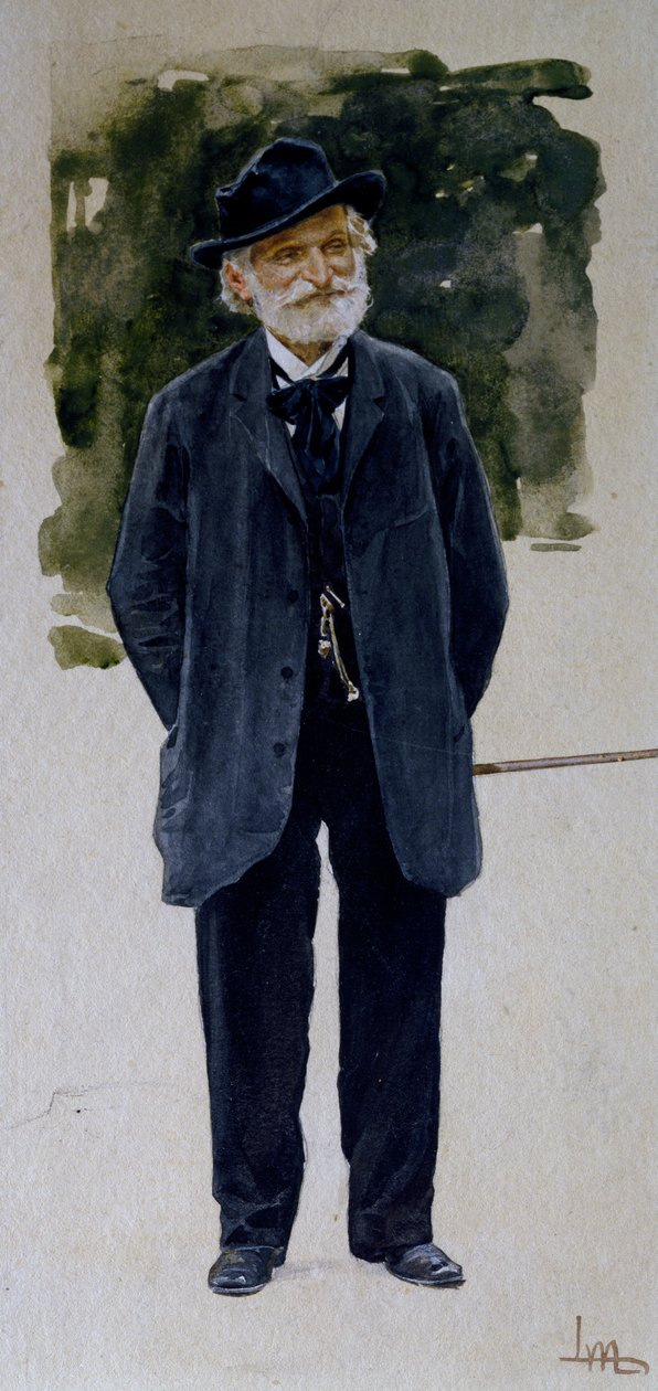 Porträtt av Giuseppe Verdi (akvarell på papper) av Leopoldo Metlicovitz