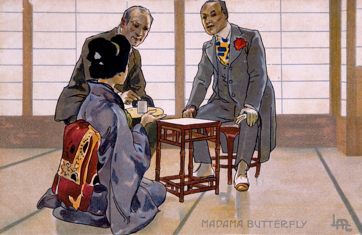 Vykort skapat för premiären av "Madame Butterfly", i Brescia av Leopoldo Metlicovitz