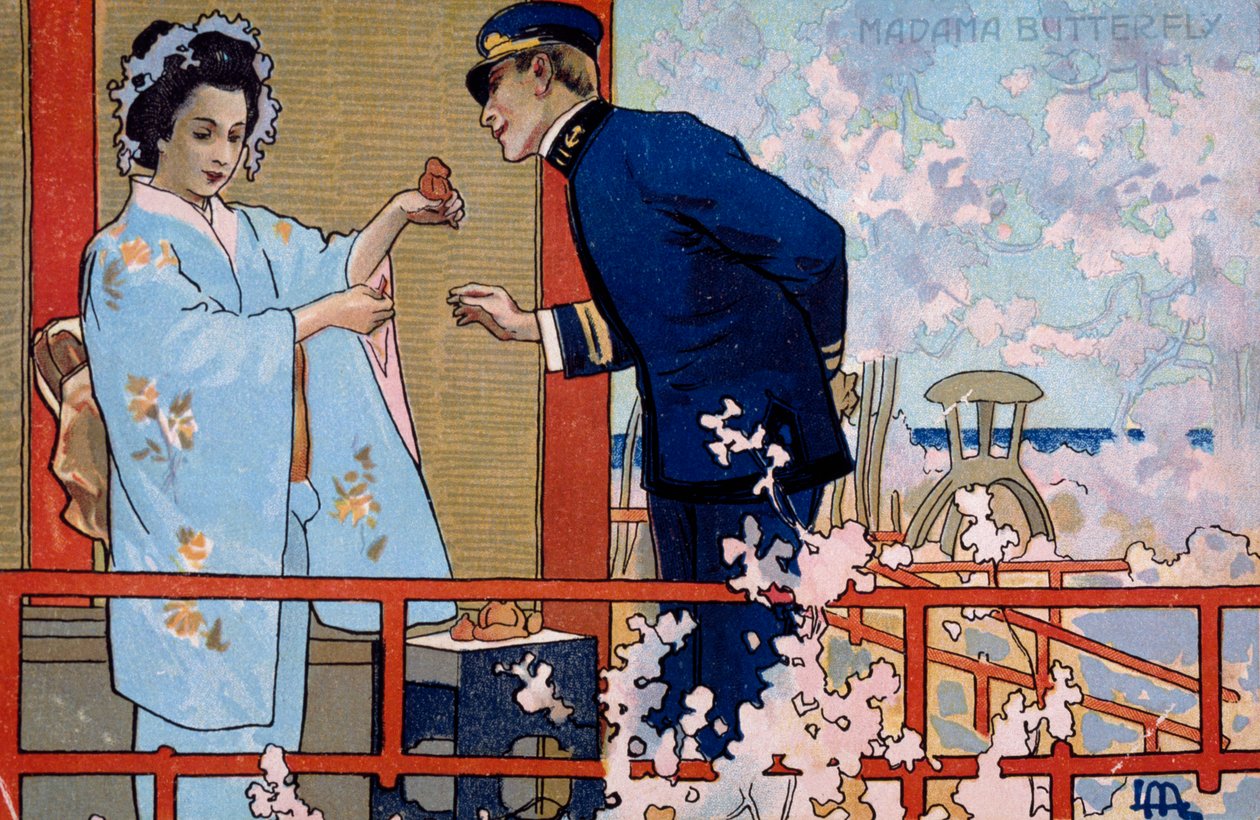 Vykort skapat för premiären av "Madame Butterfly", i Brescia av Leopoldo Metlicovitz