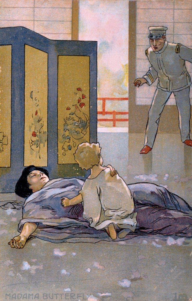 Vykort skapat för premiären av "Madame Butterfly", i Brescia av Leopoldo Metlicovitz
