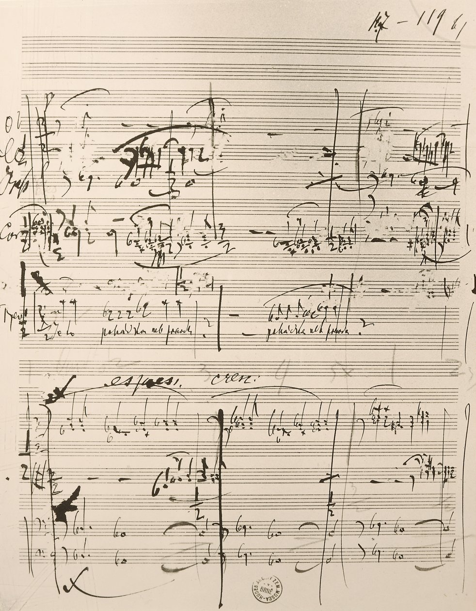 Partitur för "The Cunning Little Vixen" (bläck på papper) av Leos Janacek