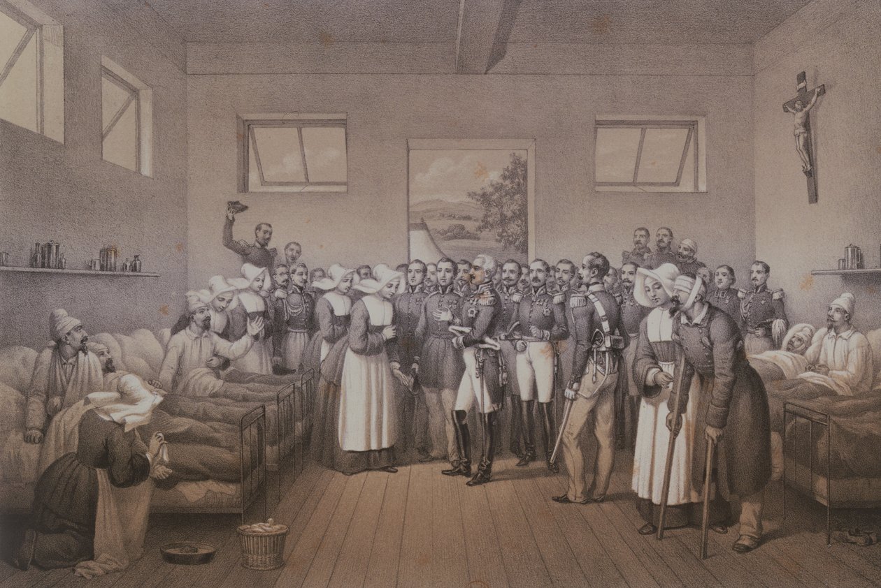 Aimable Jean Jacques Pelissier (1794-1864) Hertig av Malakoff besöker de skadade soldaterna efter att Sebastopol intogs 1855 av Lepan