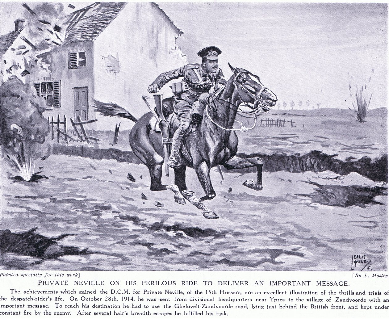 Menig Neville tilldelade DCM för sin farliga resa för att leverera ett viktigt meddelande i Ypres oktober 1914 av Leslie Mosley