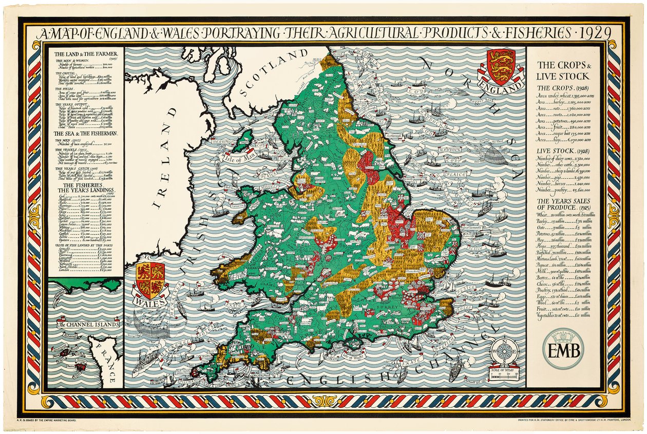 En karta över England och Wales av Leslie MacDonald Gill