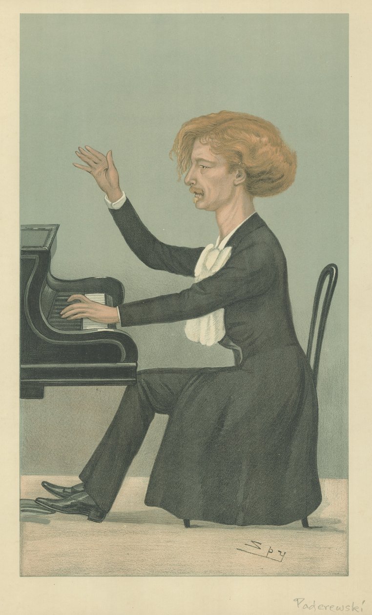 M Ignace Jan Paderewski (färglitografi) av Leslie Matthew (1851-1922) Ward