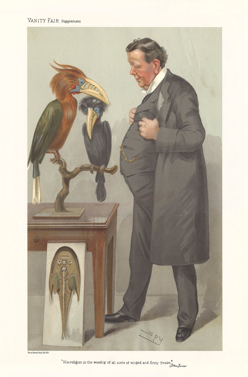 Professor Ray Lankester - porträtt som står och tittar på fåglar av Leslie Matthew (1851 1922) Ward