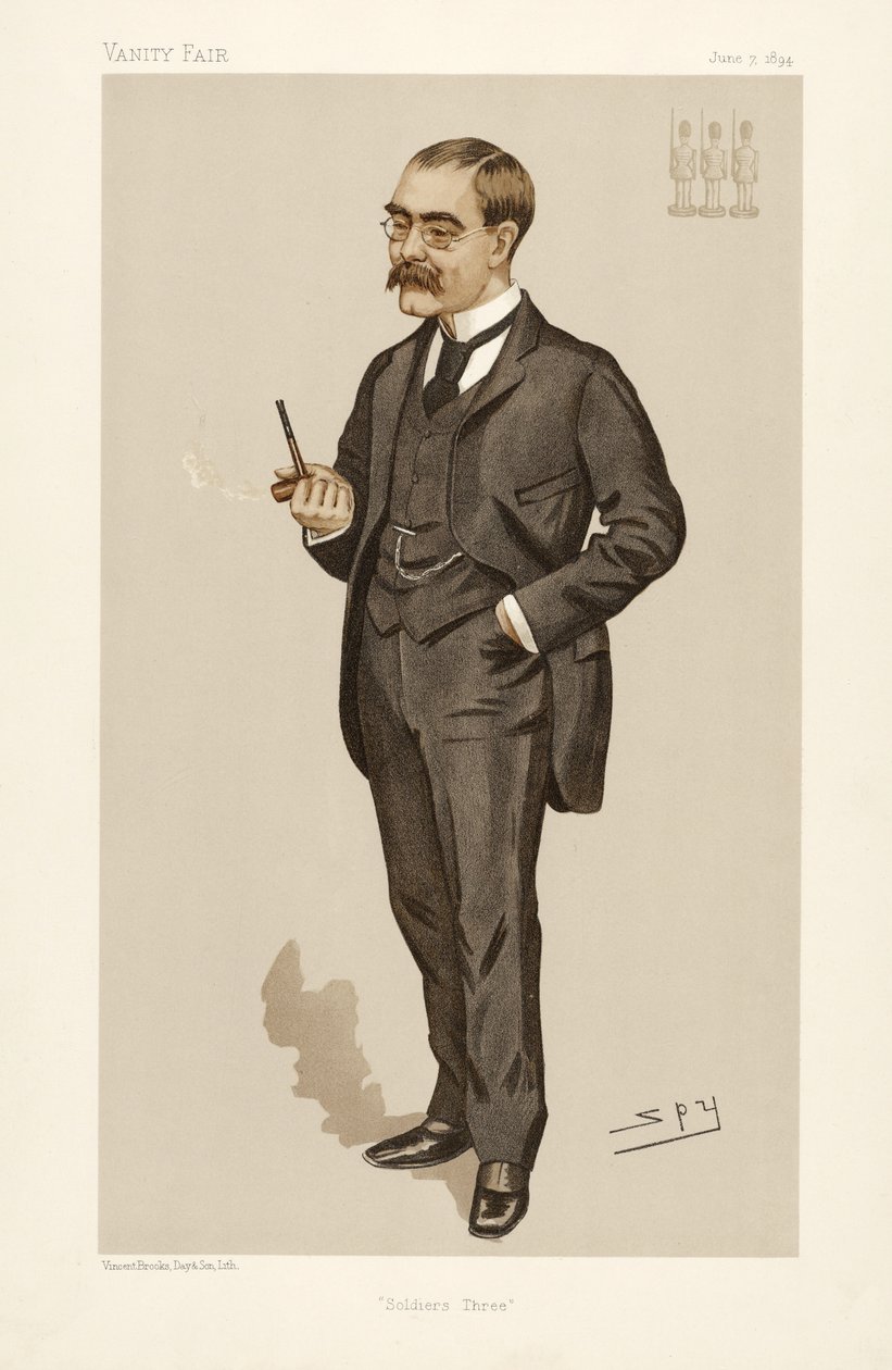 Rudyard Kipling (1865 - 1936), från Vanity Fair, pub. 1894 (färglitografi) av Leslie Matthew Ward