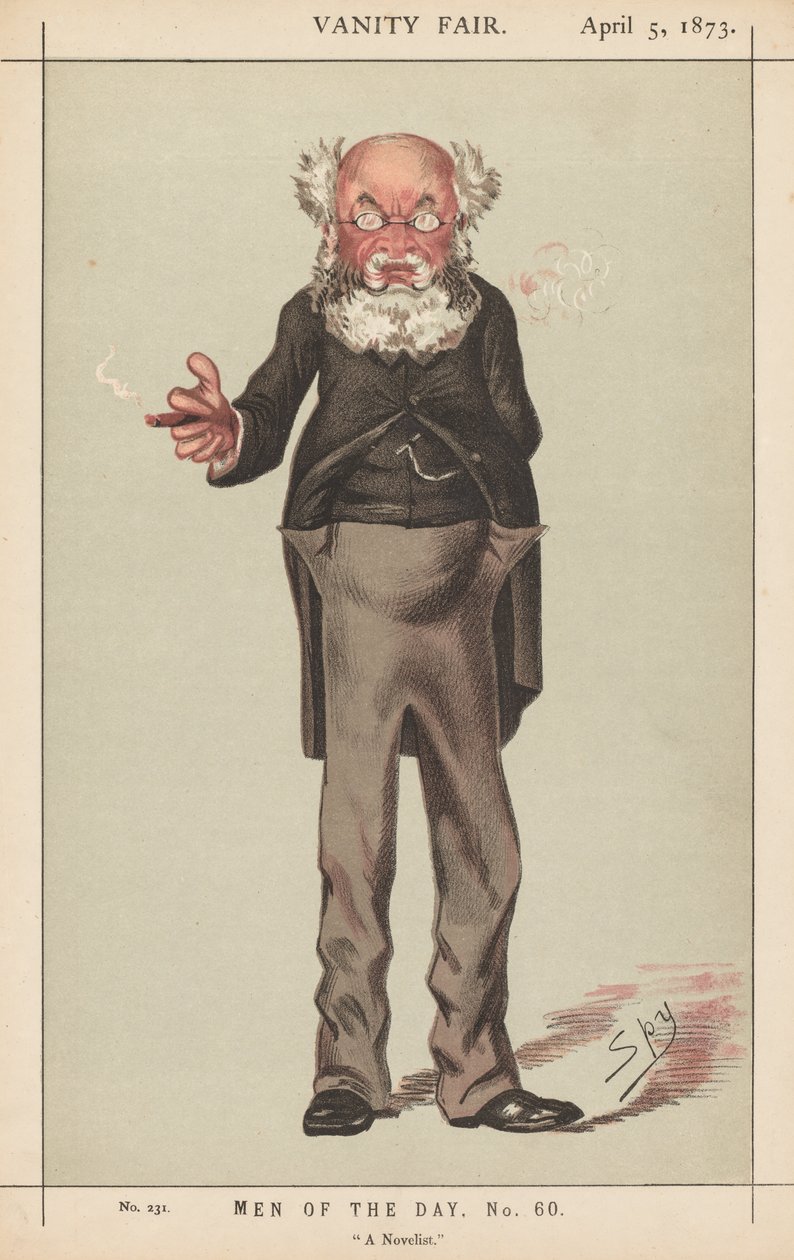 Vanity Fair: Men of the Day, nr 60, A Novelist, 1873. av Leslie Matthew