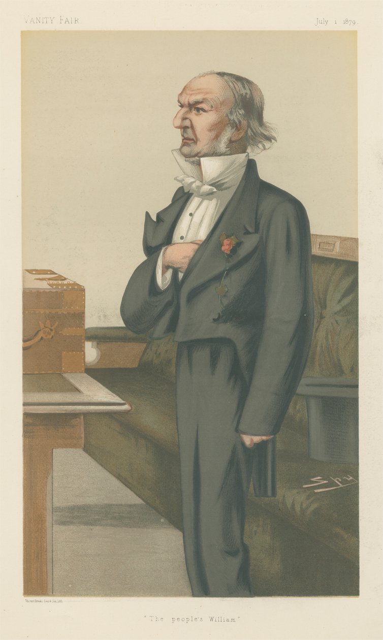 Premiärministrar - Vanity Fair. "Folkets William". Rt. Hon. William Ewart Gladstone. 1 juli 1879 av Leslie Matthew Spy Ward