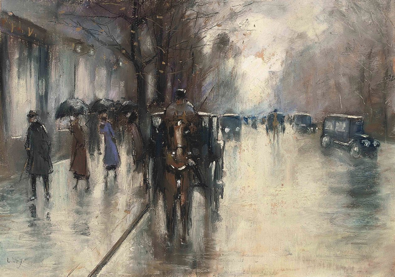 Unter den Linden im Regen av Lesser Ury
