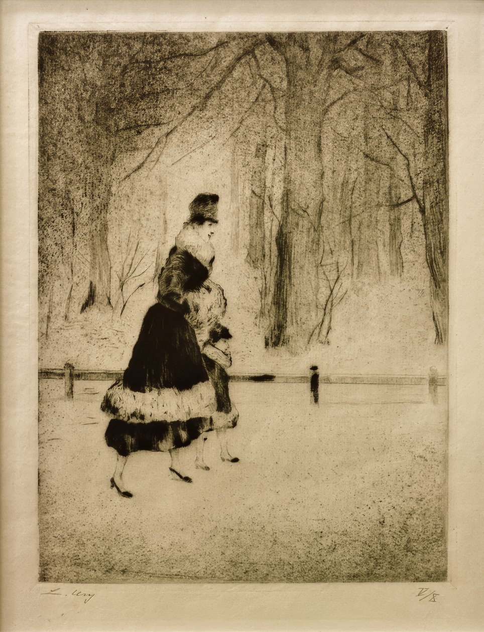 Dam med barn i djurparken av Lesser Ury
