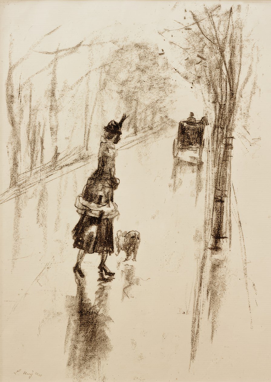 Flicka med hund av Lesser Ury