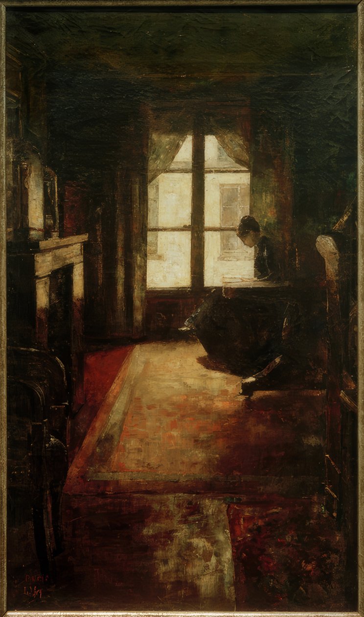 Parisisk interiör (kvinna som läser vid fönstret) av Lesser Ury