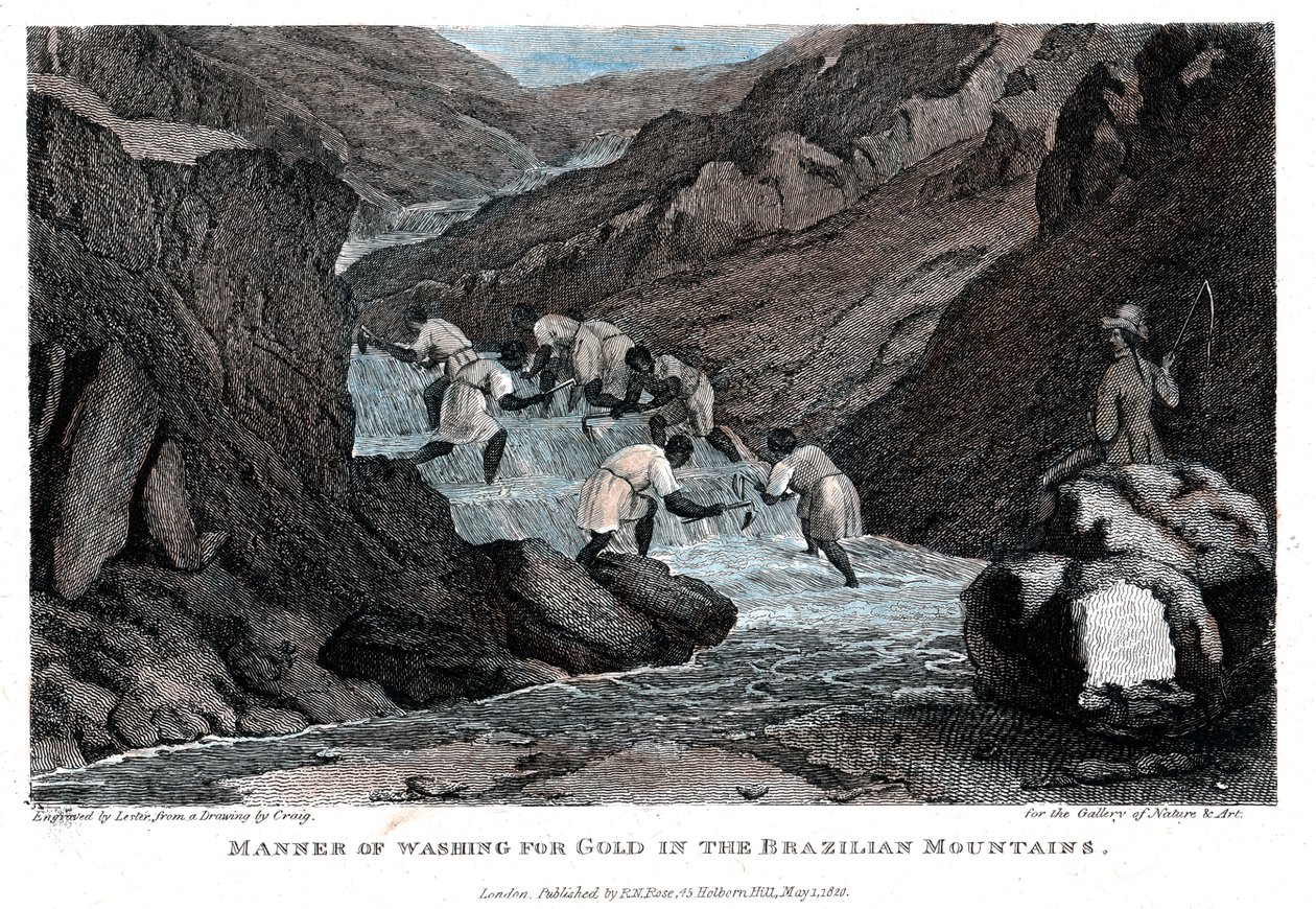 Sätt att tvätta för guld i de brasilianska bergen, 1814 av Lester