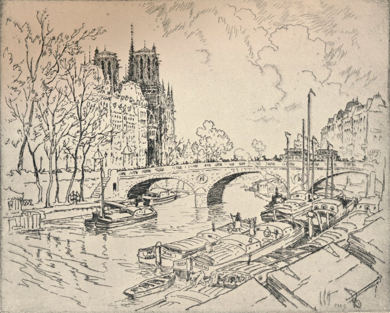 "Seinen vid Notre Dame", 1915 av Lester George Hornby