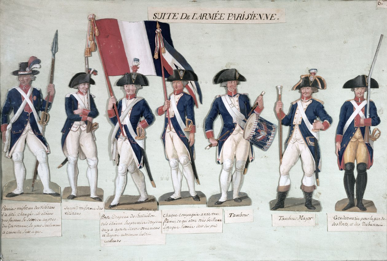Parisarmén under den franska revolutionen omkring 1789 av Lesueur Brothers