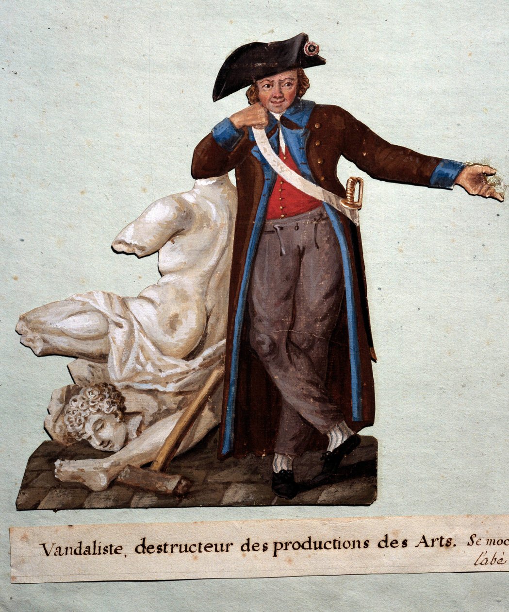 Franska revolutionen: "en vandalist, förstörare av konstverk"". Gouache av bröderna Lesueur (1700-talet), Carnavalet-museet, Paris av Lesueur Brothers