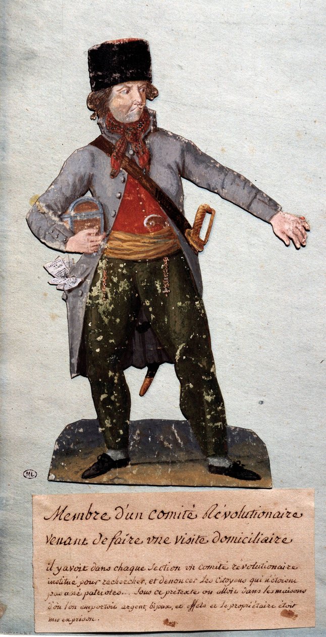 Franska revolutionen: "" medlem av revolutionskommittén"" Gouache des freres Lesueur (1700-talet). Musée Carnavalet, Paris av Lesueur Brothers