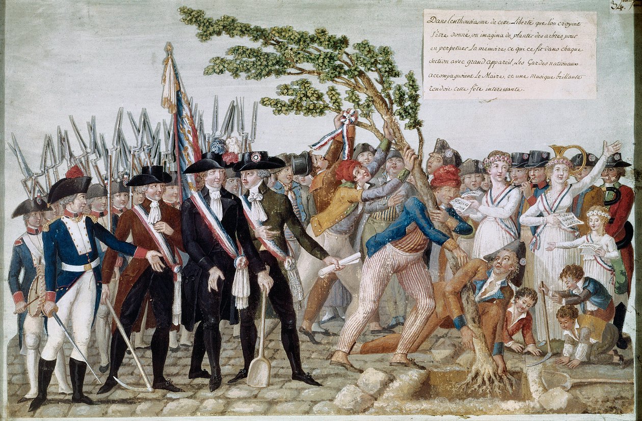 Plantera frihetens träd. Gravyr av bröderna Lesueur (1700-talet). Paris, Musée Carnavalet. av Lesueur Brothers
