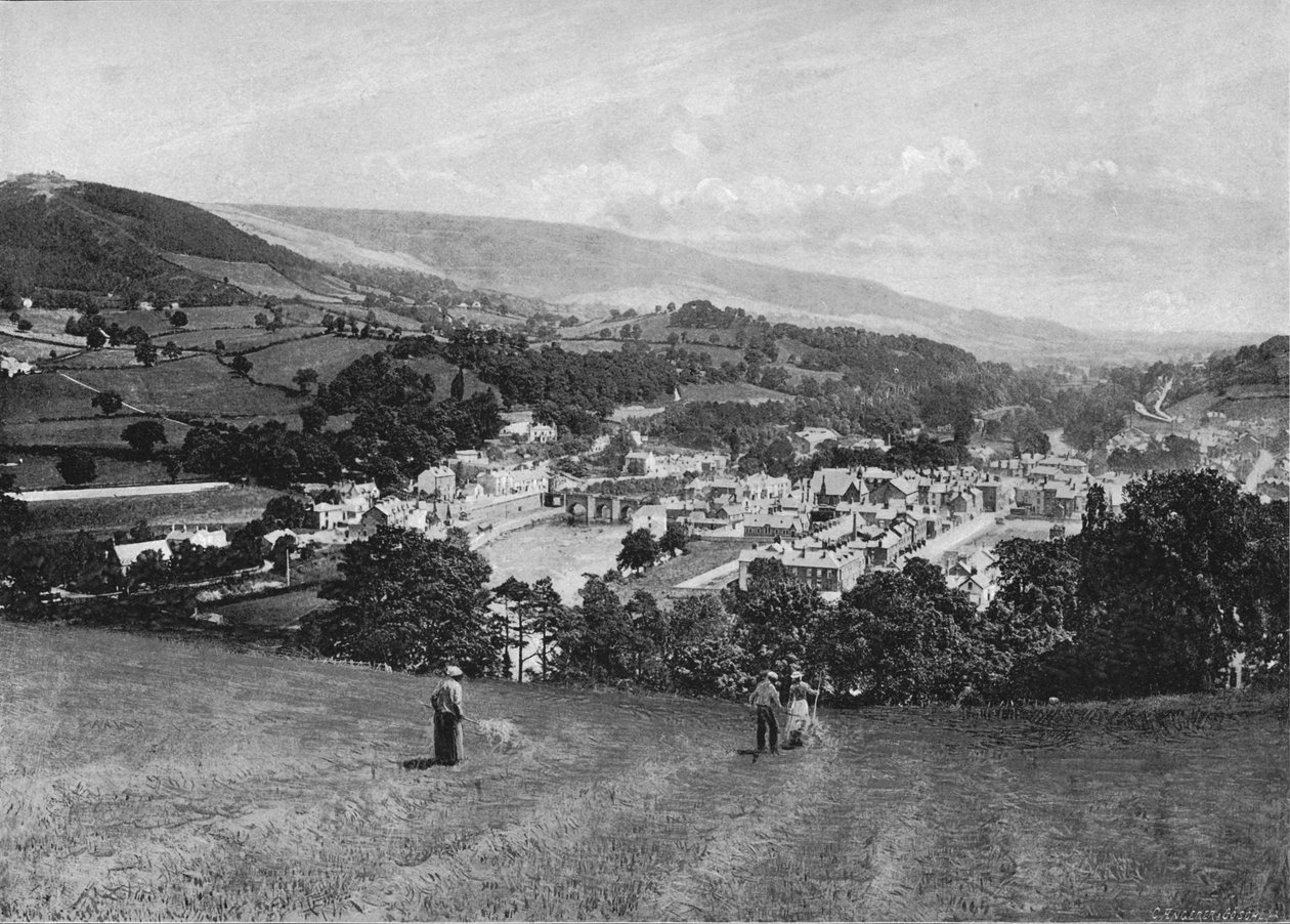 Llangollen och Crow Castle, c1896 av Lettsome and Sons