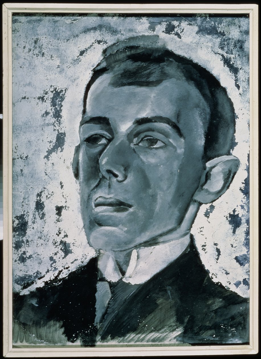 Porträtt av poeten Ossip Mandelstam (1891-1938) (gouache på papper) av Lev Aleksandrovitc Bruni