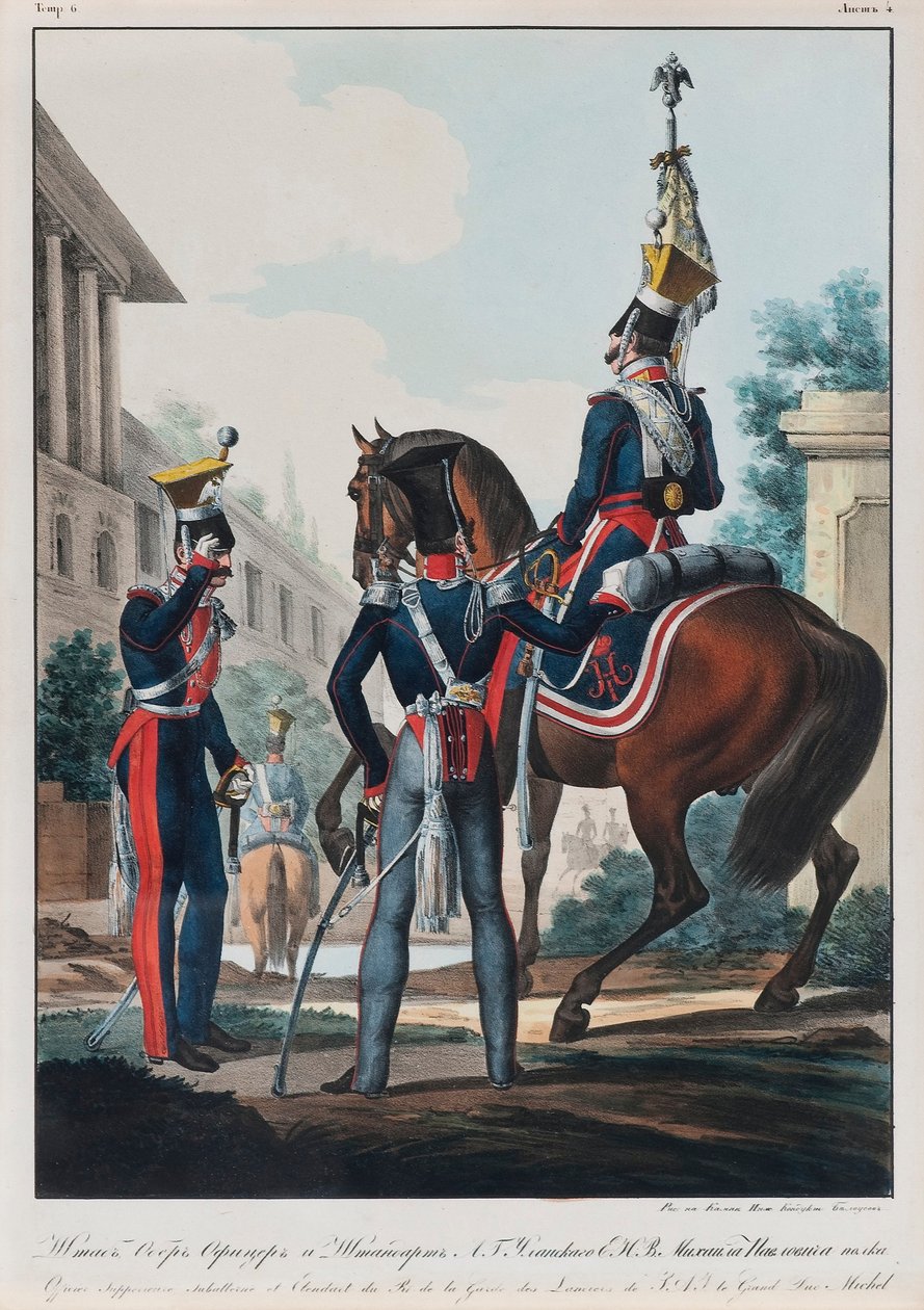 Chefsofficerare vid Uhlans regemente, storhertig Michael Pavlovich av Ryssland, 1830-talet av Lev Alexandrovich Belousov