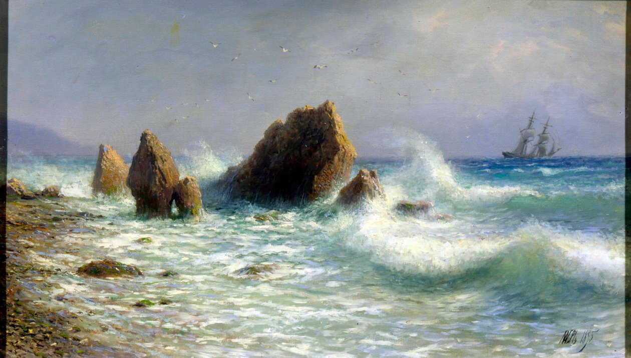 Vid Livadia-stranden, 1895. av Lev Felixovich Lagorio