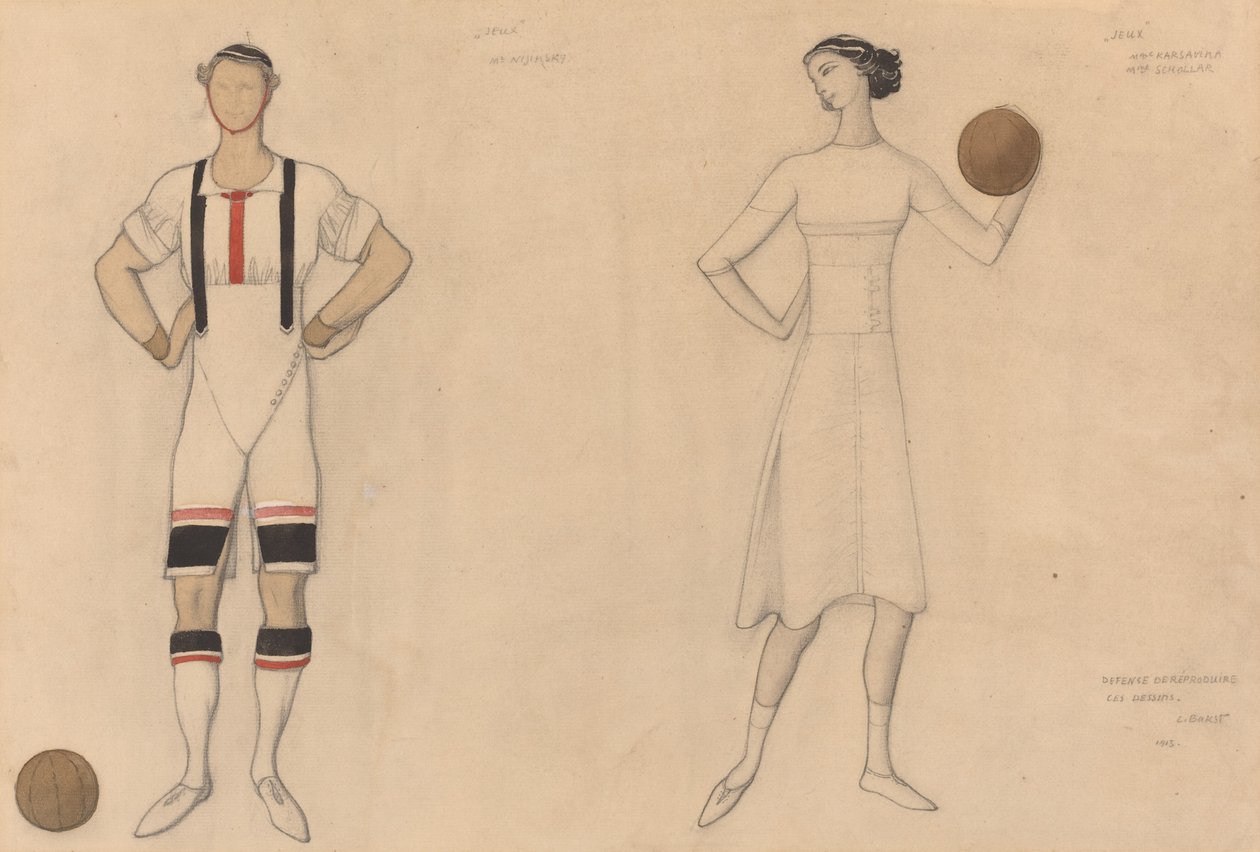 Kostymstudie för "Jeux" av Lev Samoilovich Bakst