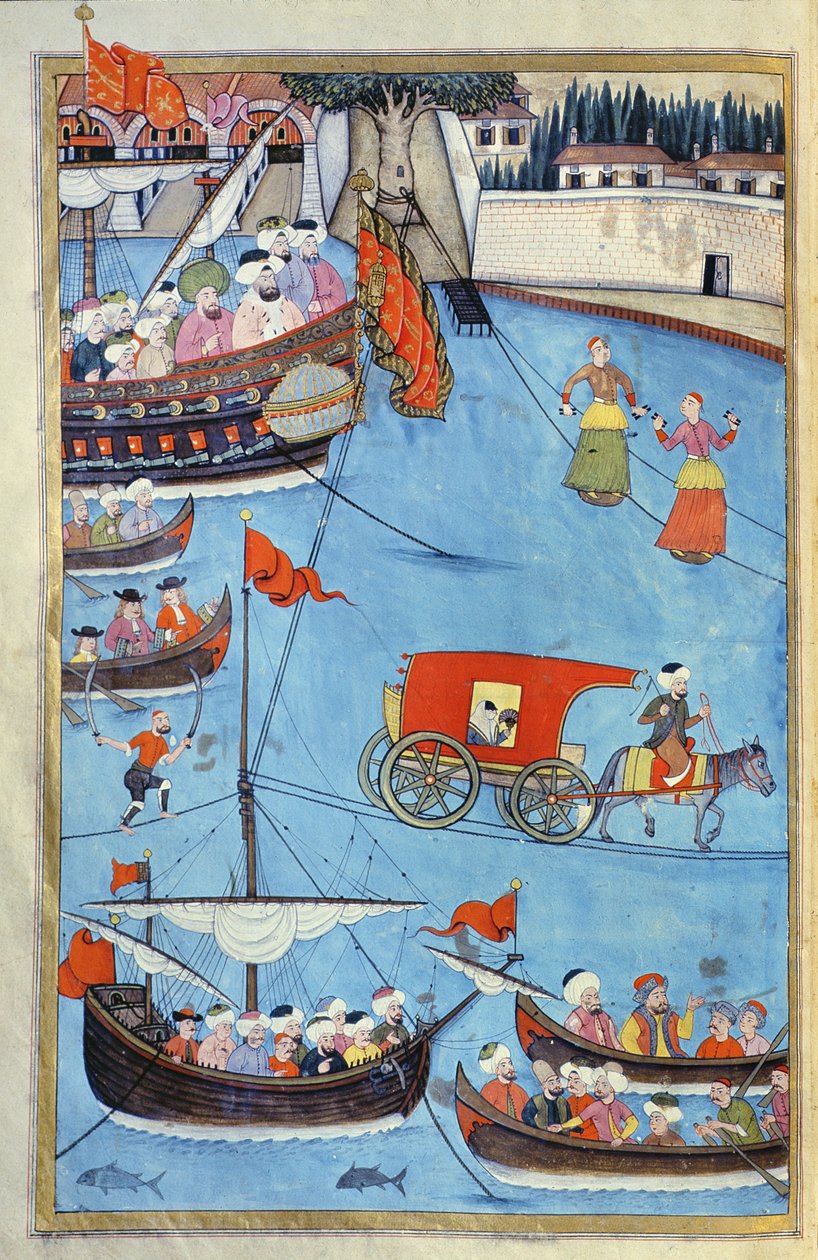 TSM A.3593 Nautisk fest inför sultan Ahmed III (1673-1736) från Vehbis "Surname", ca 1720 av Levni