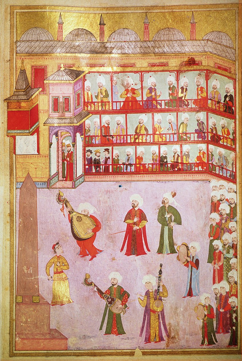 TSM H.1344 Dansare och musiker som spelar på festivalen, 1582-83 av Levni